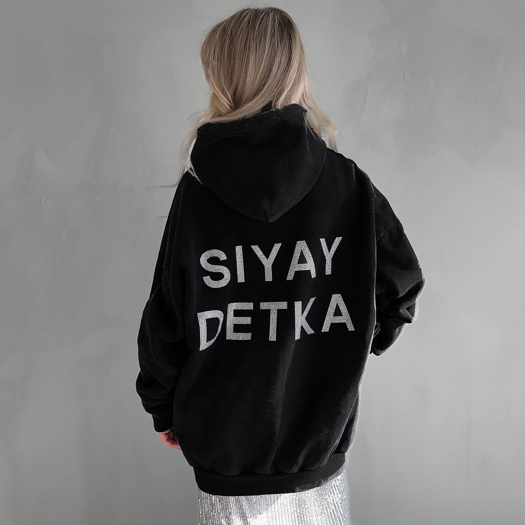 Damen Oversized Hoodie mit statementartigem Schriftzug Drune