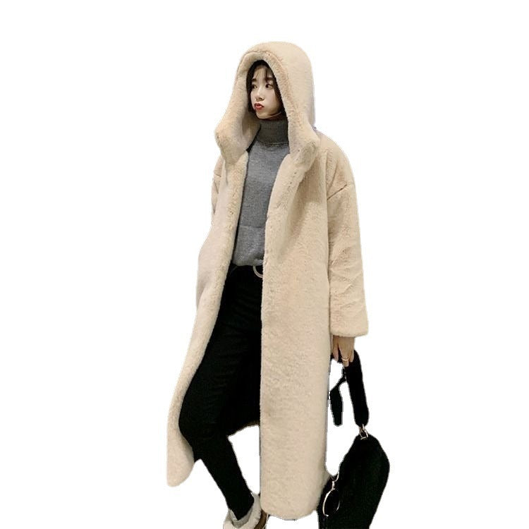 Damen Kuscheliger Oversized-Mantel mit hohem Kragen und Seitentaschen Drune