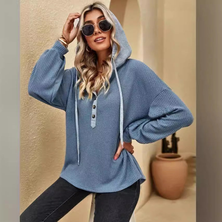 Damen Oversized Pullover mit Knopfleiste Drune