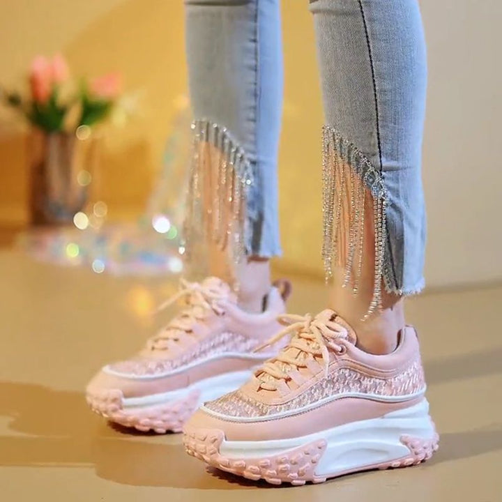 Damen Sportliche Chunky Sneakers mit futuristischem Design und atmungsaktiver Obermaterialstruktur Drune