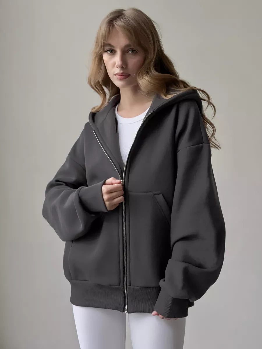 Damen Hoodie mit oversized Passform und durchgehendem Reißverschluss Drune