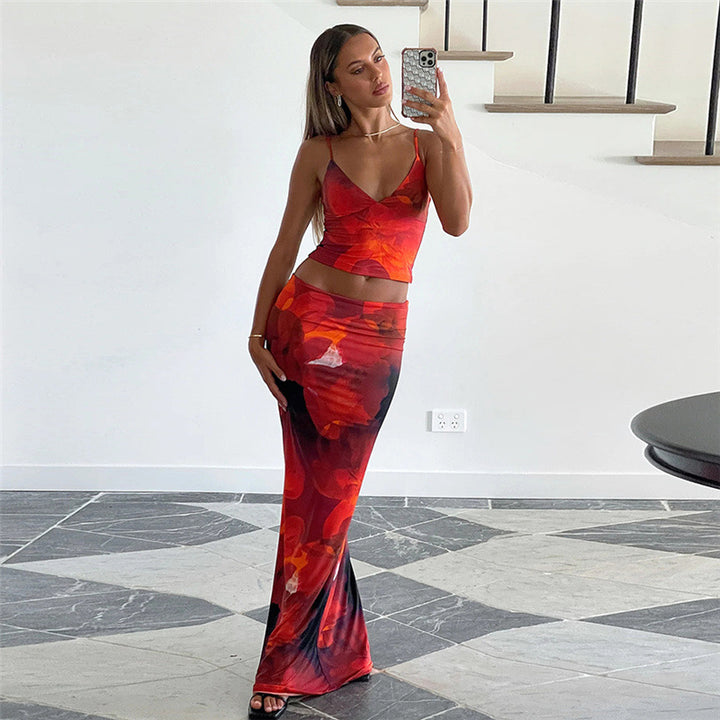 Damen Elegantes Sommerkleid mit floralem Design und schmalem Schnitt Drune
