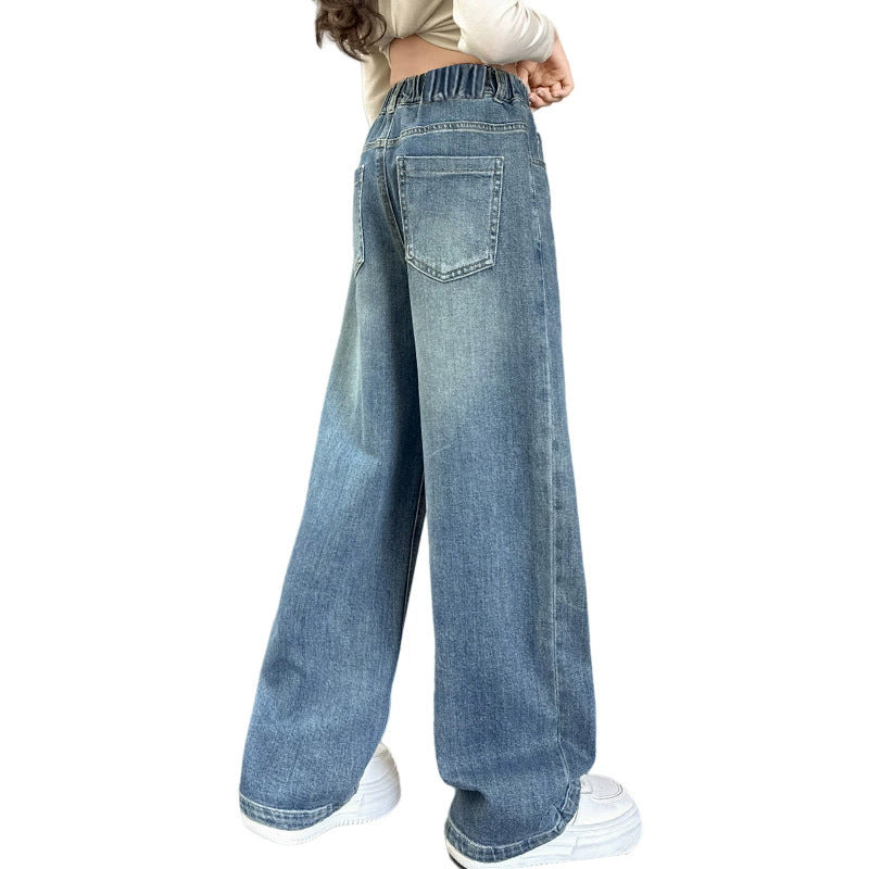 Damen weite Denim-Hose mit elastischem Bund und lässigem Schnitt Drune