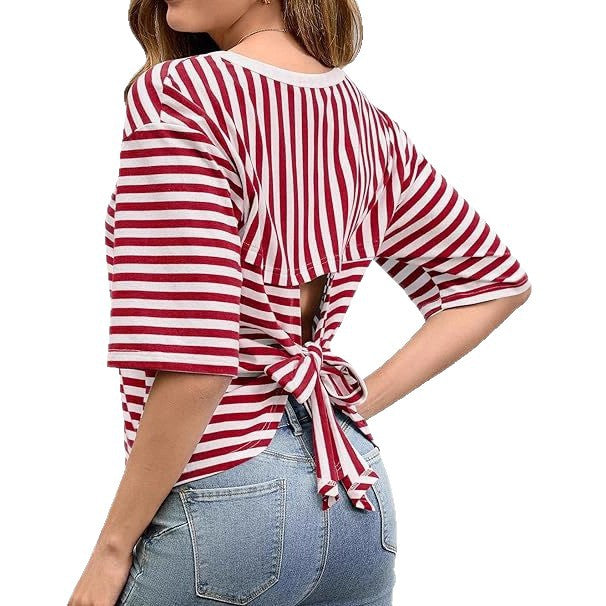 Damen lässiges Streifen-T-Shirt Drune