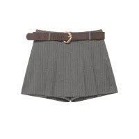 Damen elegante Shorts mit dekorativem Gürtel Drune
