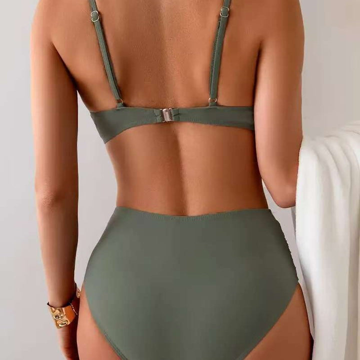 Damen Hochtailliertes Bikini-Set mit elegantem Wickeldesign Drune
