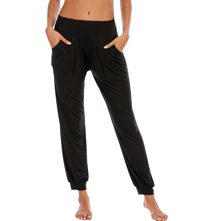 Damen Bequeme Freizeithose mit hohem Bund und Seitentaschen Drune