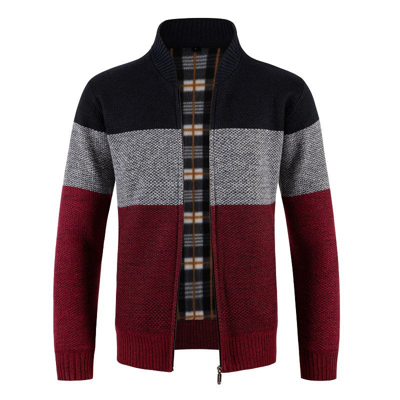 Herren Strickjacke mit modernem Farbblockdesign und kuscheligem Innenfutter Drune