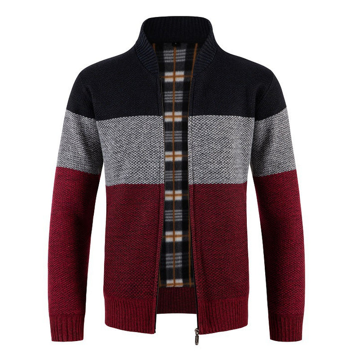 Herren Strickjacke mit modernem Farbblockdesign und kuscheligem Innenfutter Drune