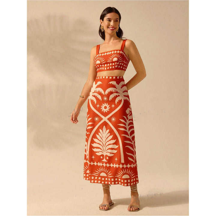 Damen Crop Top und Maxirock Set Drune