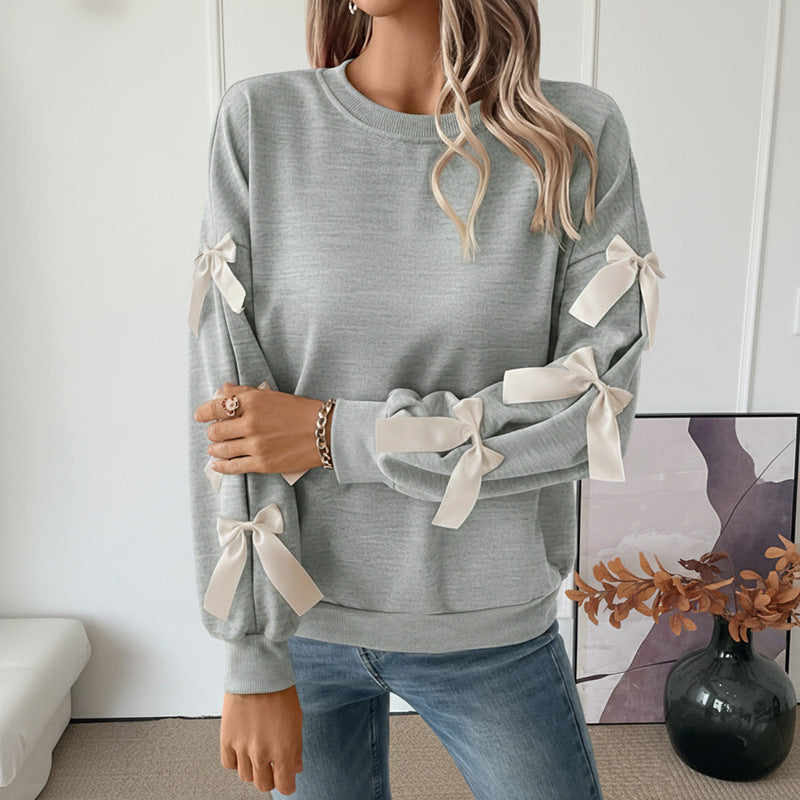 Damen modischer Pullover mit Schleifendetails Drune