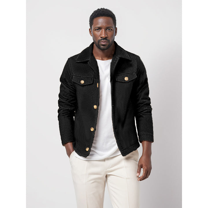 Herren modische Denimjacke mit Knopfleiste und Taschen Drune