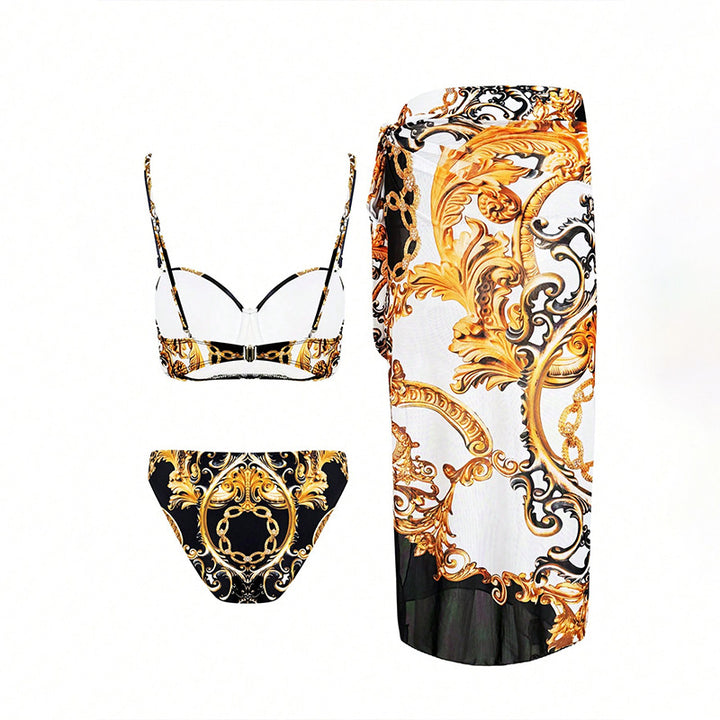 Damen Bikini-Set mit elegantem Wickelrock und verspieltem Oberteil Drune
