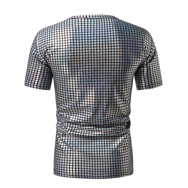 Herren modisches Kurzarm T-Shirt im schimmernden Quadratdesign Drune