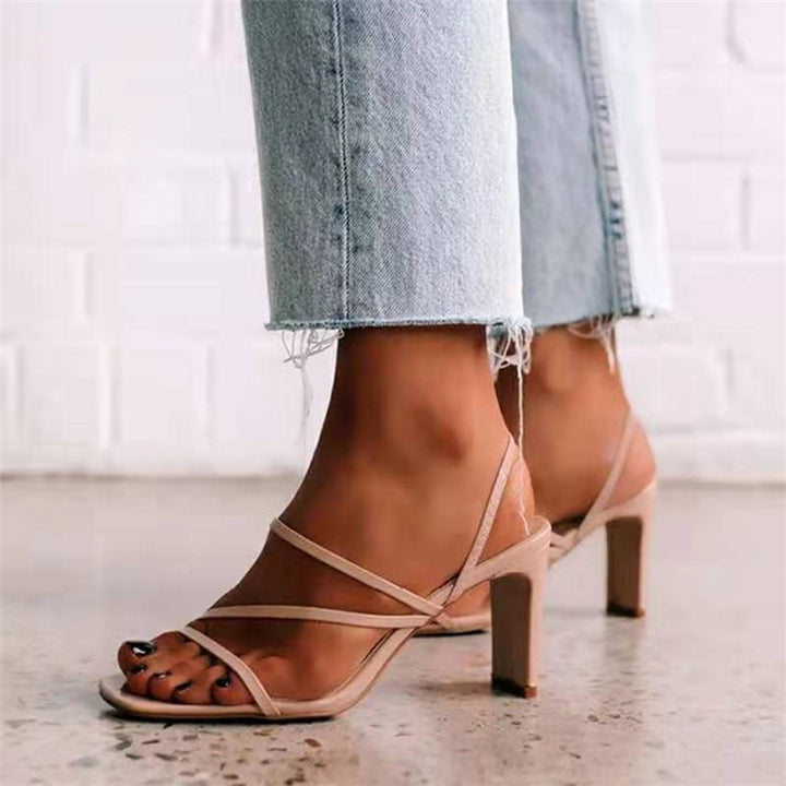 Damen elegante Sandalen mit verstellbarem Riemendesign und komfortablem Blockabsatz Drune