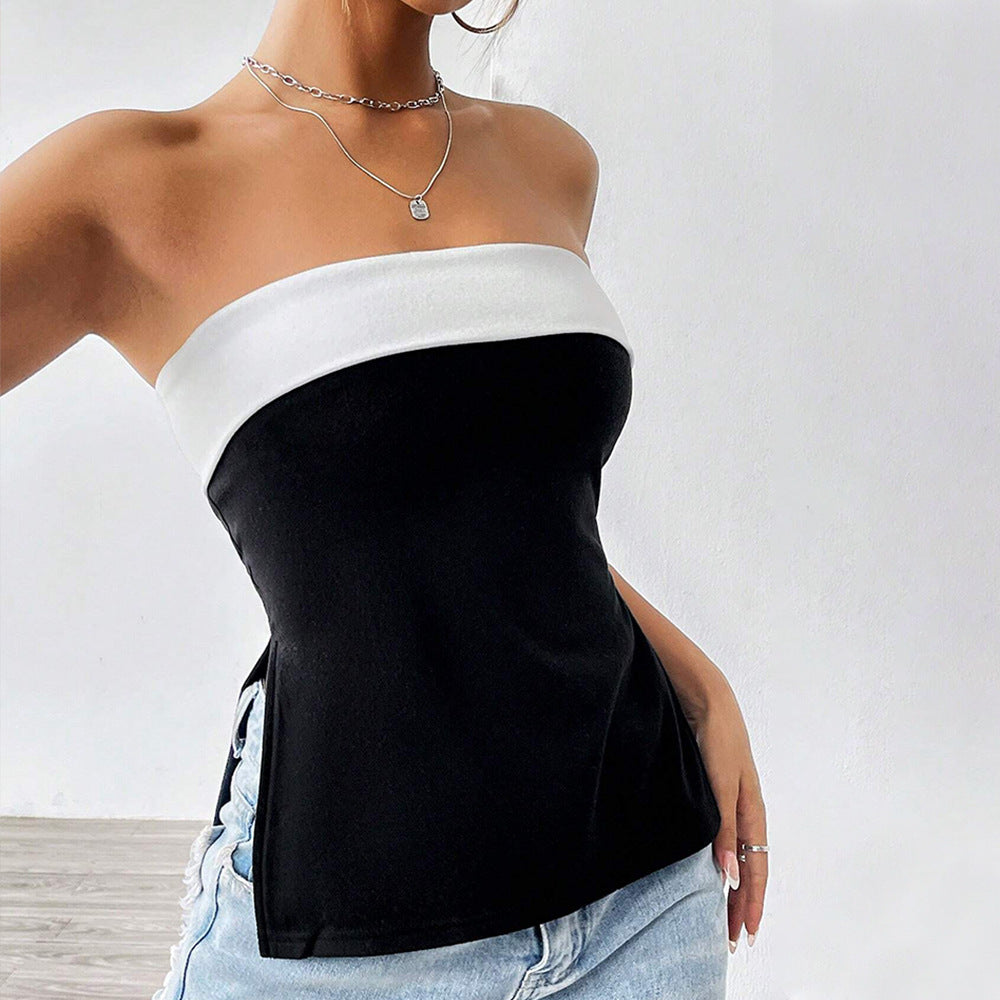 Damen Trägertop mit figurbetonender Silhouette und elegantem Kontrastdesign Drune