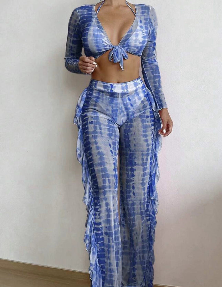 Damen Strandmode-Set mit verspieltem Wickeldesign und schimmernden Akzenten Drune