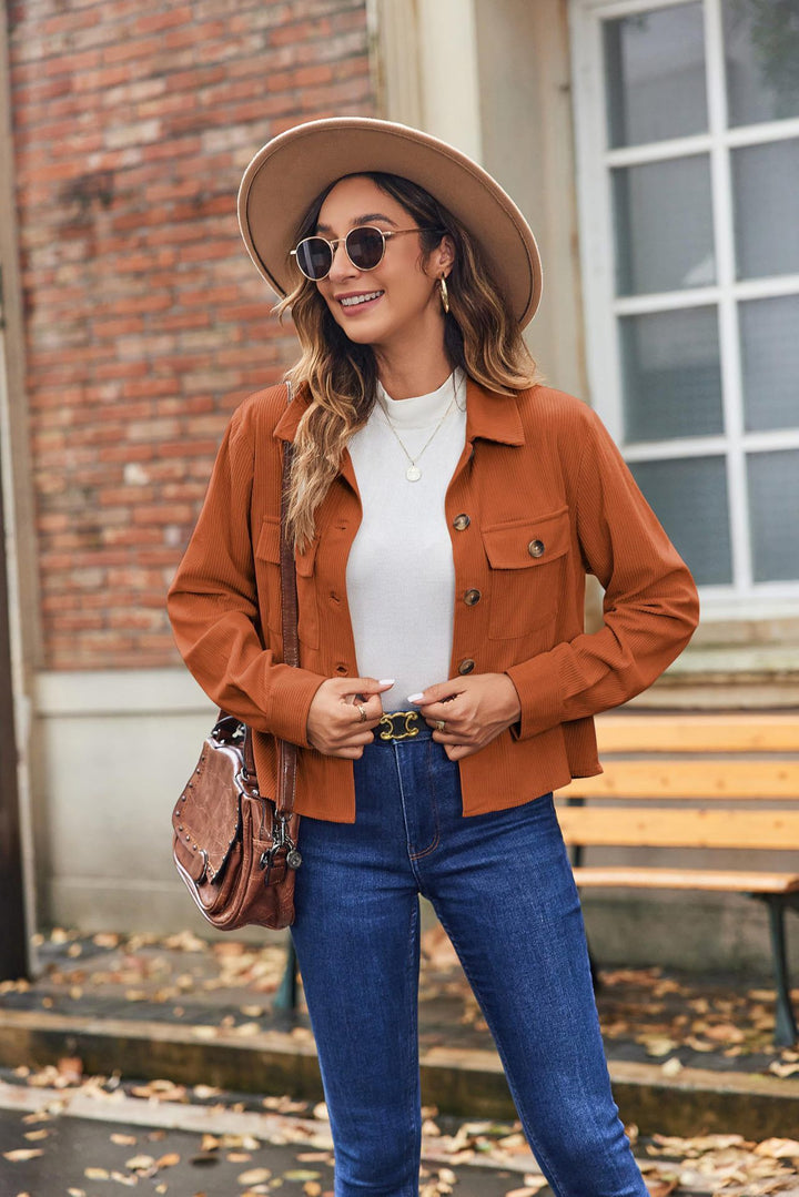 Damen lässige Utility-Jacke mit Patten und Knöpfen Drune