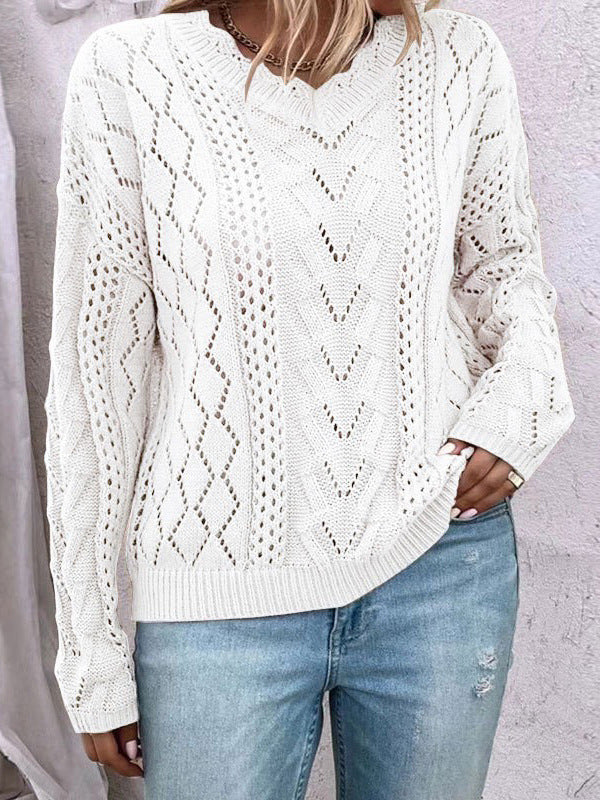 Damen Lässiger Strickpullover im Ajour-Design Drune