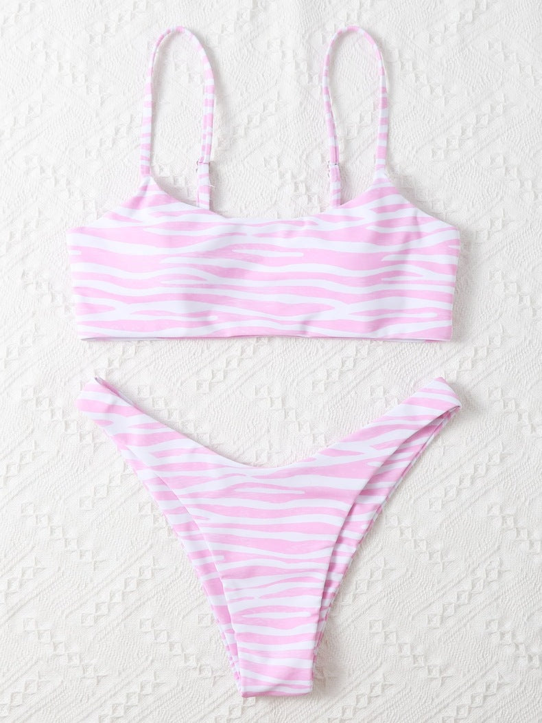 Damen Triangel-Bikini-Set mit sportlichem Design und verstellbaren Trägern Drune