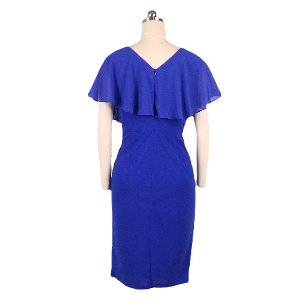 Damen figurbetontes Kleid mit eleganter Rüschendetail Drune