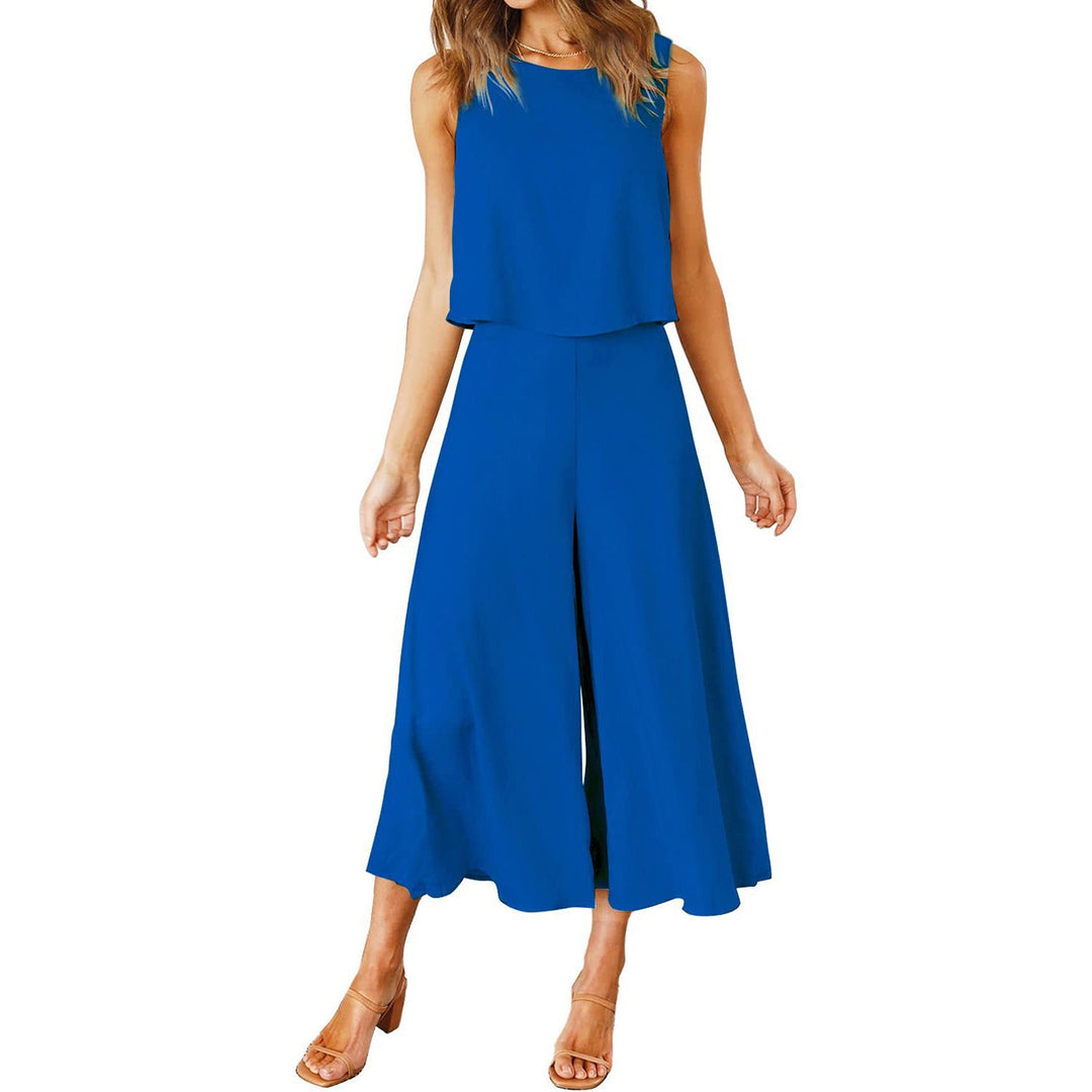 Damen Luftiger Jumpsuit mit schwingendem Bein und ärmellosem Design Drune