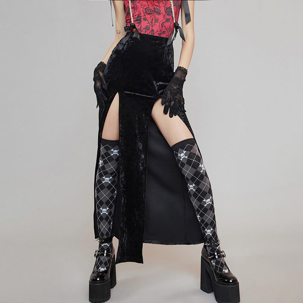 Damen Rippstrickrock mit seitlichen Schlitzen und luxuriösem Samtfinish Drune