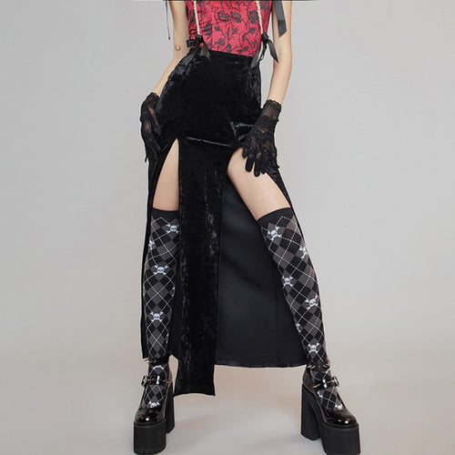 Damen Rippstrickrock mit seitlichen Schlitzen und luxuriösem Samtfinish Drune