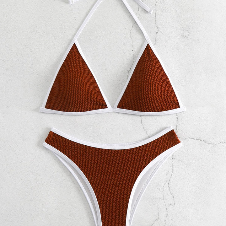 Damen Triangel-Bikini-Set mit kontrastierenden Borten Drune