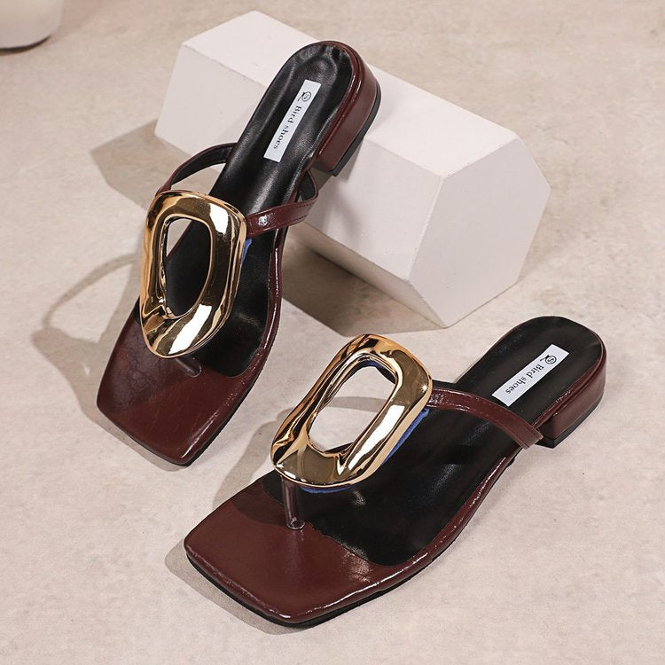 Damen offene Sandalen mit luxuriösem Schnallenakzent und anatomischem Fußbett Drune