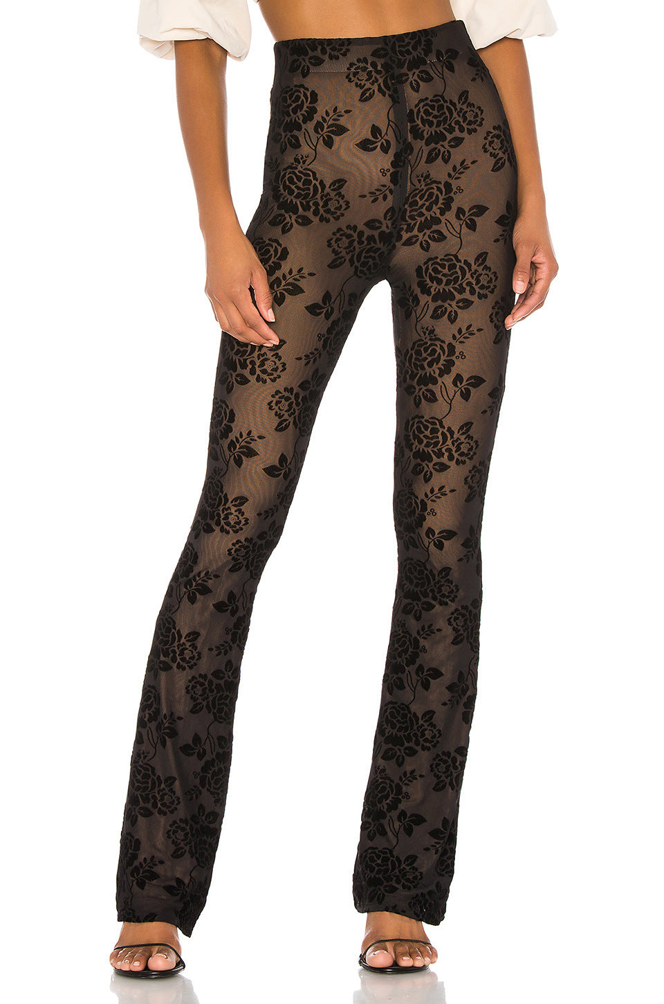 Damen Transparente Blumengemusterte Hose Drune