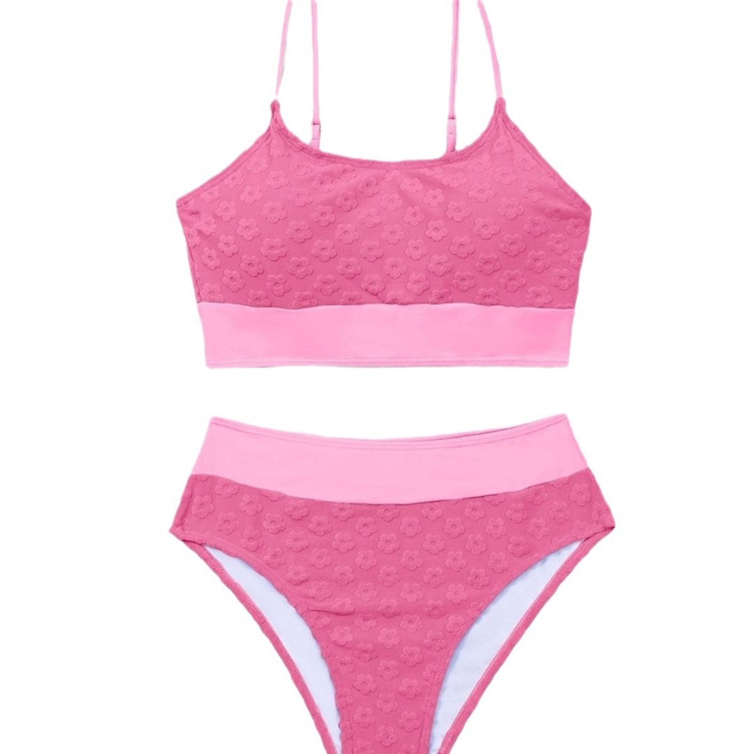 Damen Bikini-Oberteil mit hohem Bund und floralem Muster Drune
