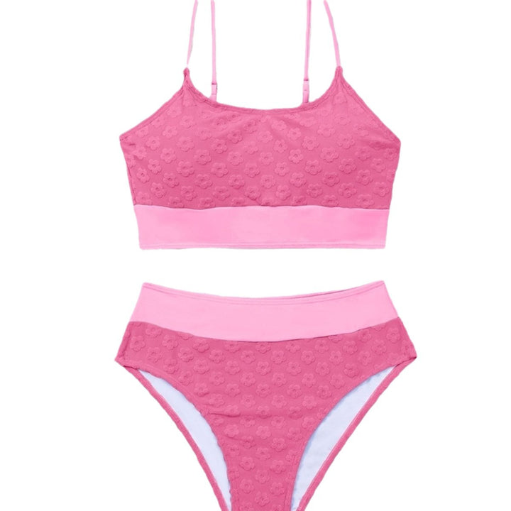 Damen Bikini-Oberteil mit hohem Bund und floralem Muster Drune