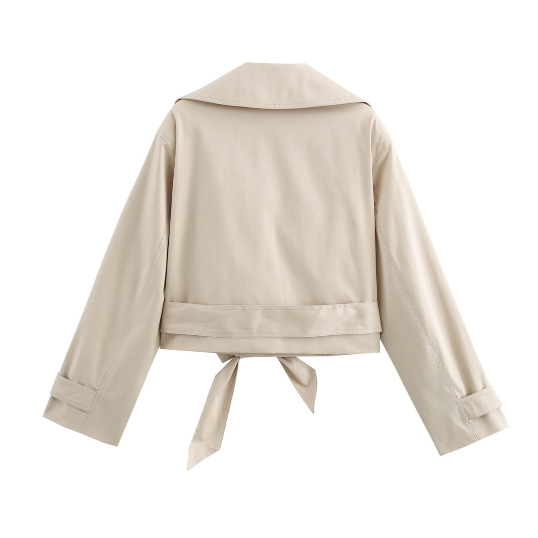 Damen modische cropped Trenchjacke mit eleganten Knopfdetails und Gürteldetail Drune