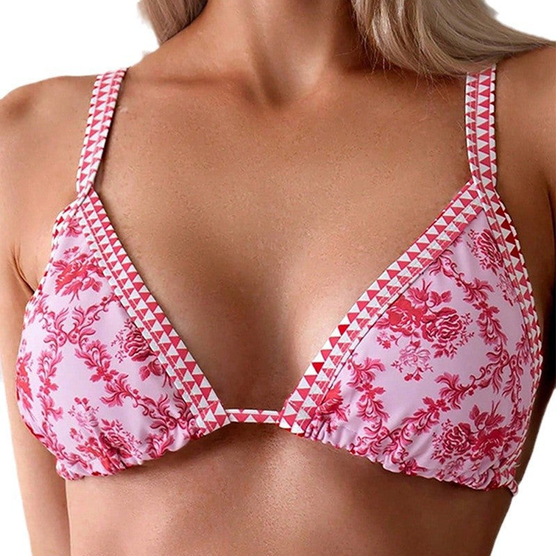 Damen Triangel-Bikini mit verspieltem Floral-Design und elastischen Trägern Drune