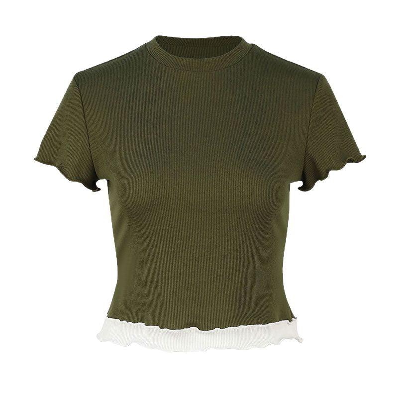 Damen Crop-Top mit Rüschendetails Drune