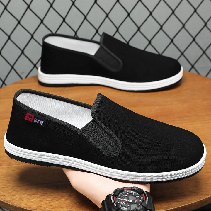 Herren nan leichter Canvas-Slip-On Alltagsschuh mit elastischem Einstieg, gepolsterter Innensohle und griffiger Gummilaufsohle Drune