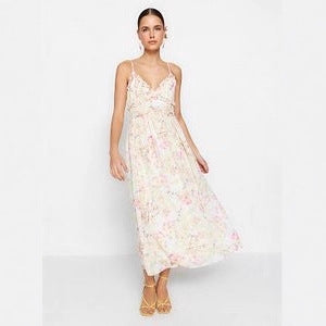 Damen Maxikleid mit floralen Mustern und fließendem Schnitt Drune