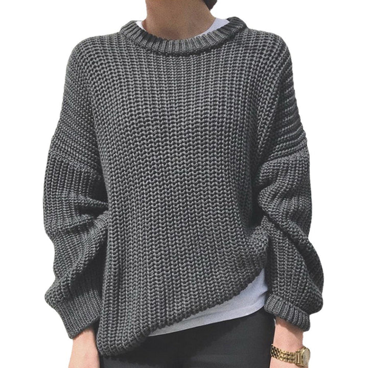 Damen Grobstrickpullover mit lässigem Schnitt und Ballonärmeln Drune