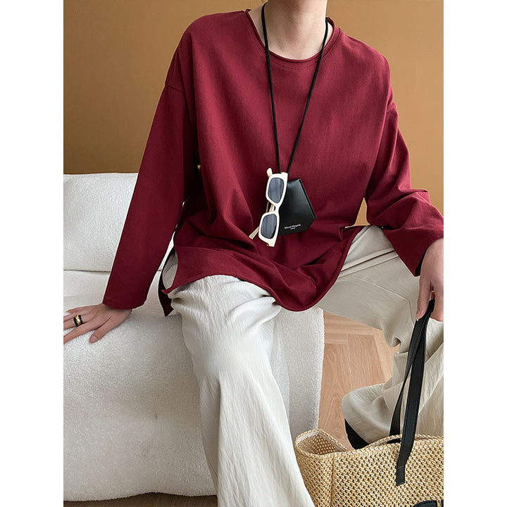 Damen lässiges Langarmshirt mit weitem Schnitt Drune