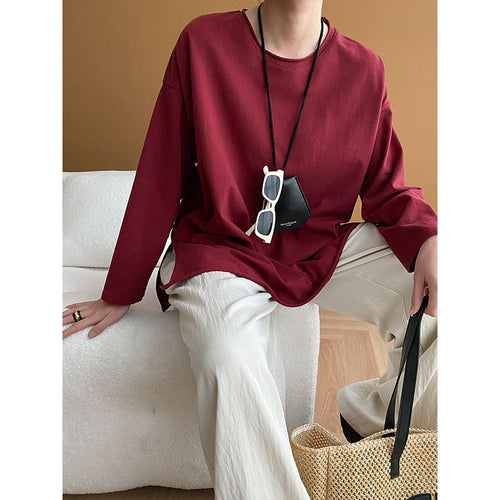 Damen lässiges Langarmshirt mit weitem Schnitt Drune