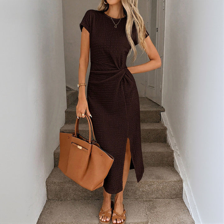 Damen Maxikleid mit elegantem Knoten und hoher Seitenschlitz-Detailierung Drune