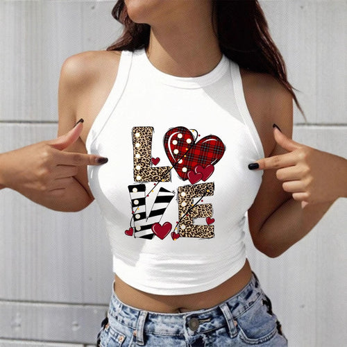 Damen Crop-Top mit aufregendem Herz-Motiv und modischem Schriftzug Drune