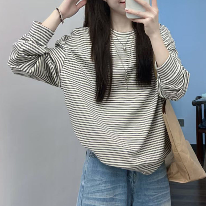 Damen lässiges Streifen-Langarmshirt Drune
