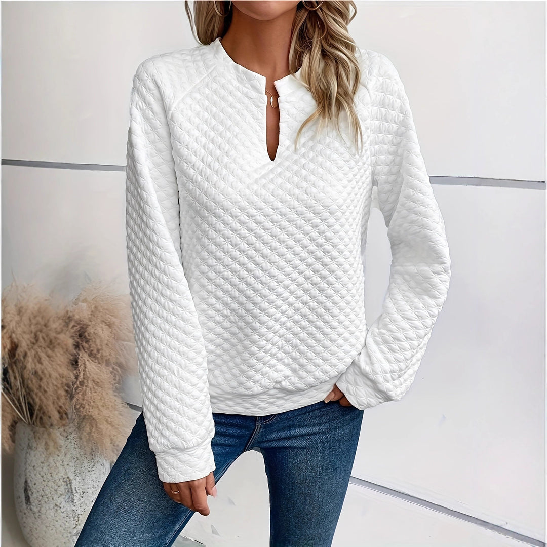 Damen Strickpullover mit strukturiertem Muster und modischem V-Ausschnitt Drune