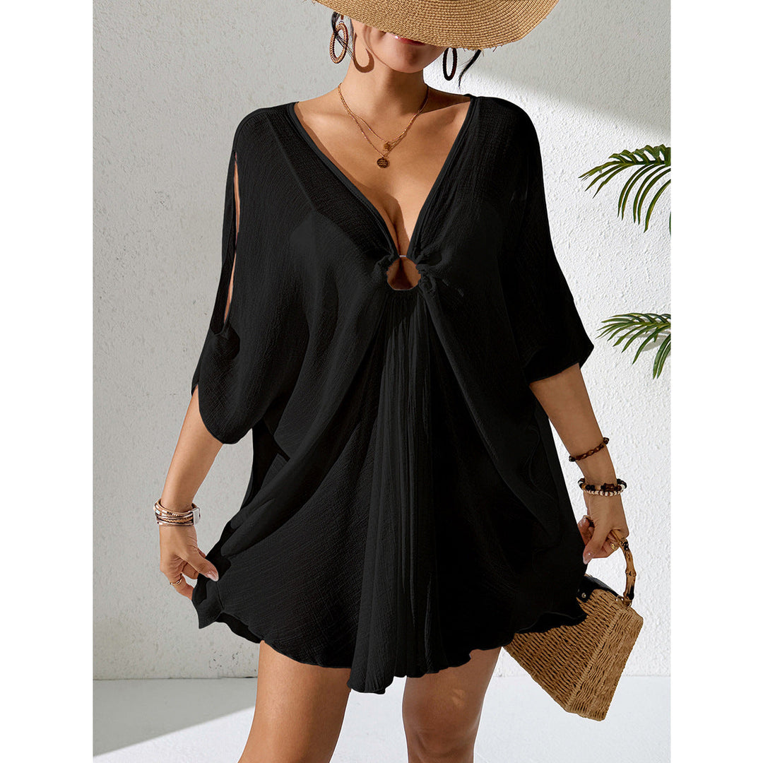 Damen Strandkleid mit tiefem V-Ausschnitt und lockerem Schnitt Drune