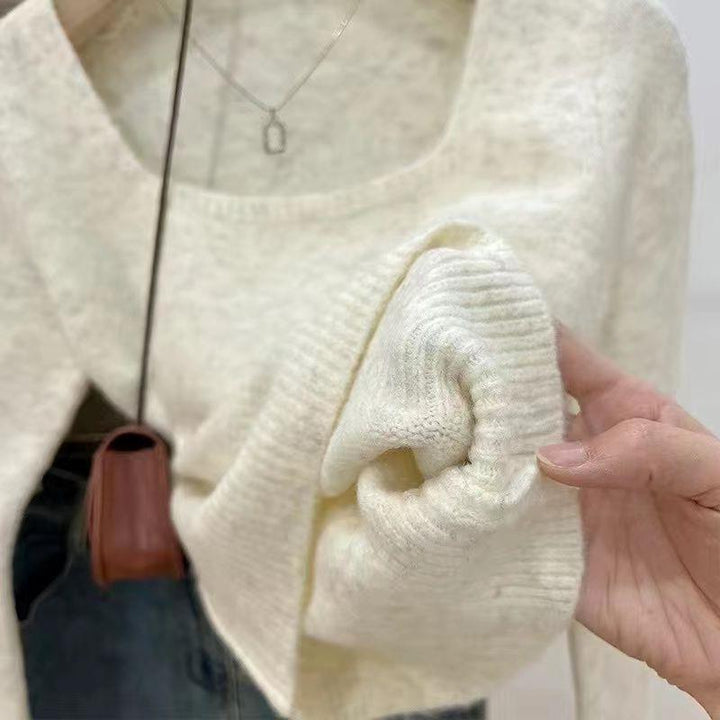 Damen modischer Pullover mit breitem Rundhalsausschnitt und feiner Struktur Drune
