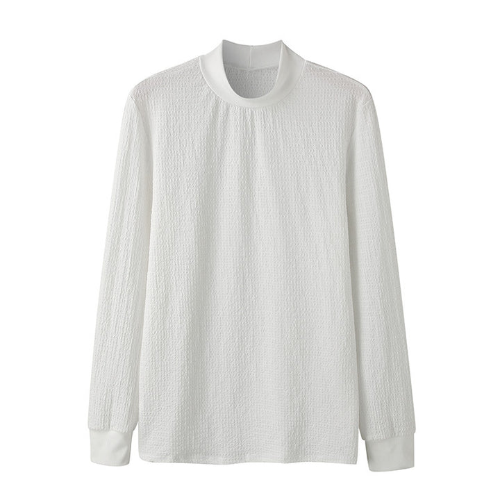 Unisex nan texturierter Waffelstrick-Pullover mit schmalem Stehkragen und Rippbündchen Drune
