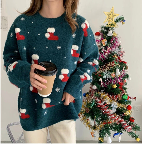 Damen Weihnachtspullover mit festlichem Sockendesign Drune