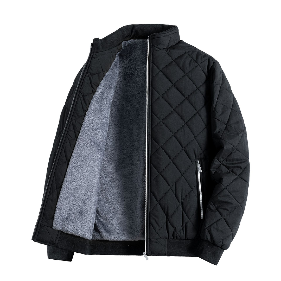 Drune | Herren Winter Steppjacke mit vorderem Reißverschluss und geripptem Saum